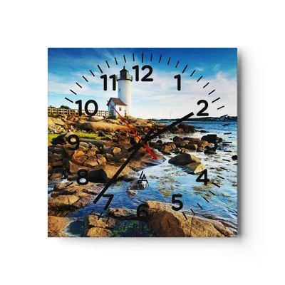 Wall clock - Clock on glass - Be Home Safe, I Am Waiting - 30x30 cm