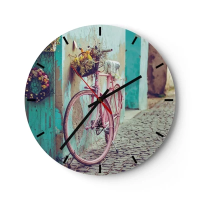 Wall clock - Clock on glass - Be Right Back - 30x30 cm