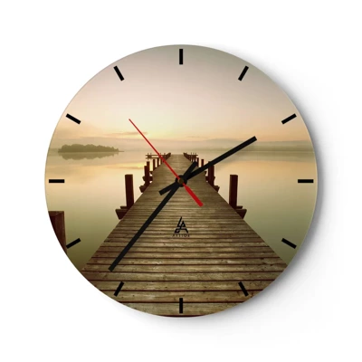 Wall clock - Clock on glass - Before Dawn, Dawn, Light - 40x40 cm