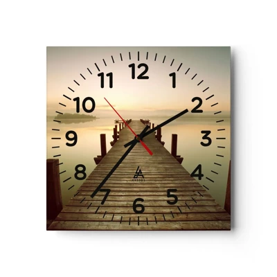 Wall clock - Clock on glass - Before Dawn, Dawn, Light - 40x40 cm