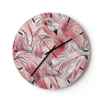 Wall clock - Clock on glass - Bird Corps de Ballet - 40x40 cm