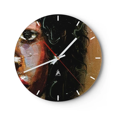 Wall clock - Clock on glass - Black and Shine - 30x30 cm