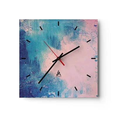 Wall clock - Clock on glass - Blue Hug - 30x30 cm