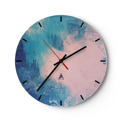 Wall clock - Clock on glass - Blue Hug - 30x30 cm