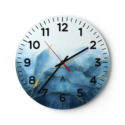 Wall clock - Clock on glass - Blue In Gold - 40x40 cm