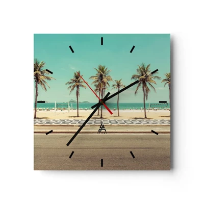 Wall clock - Clock on glass - By the Beach - 30x30 cm