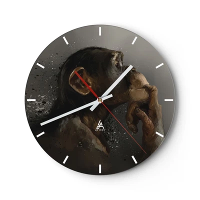 Wall clock - Clock on glass - Certainly a Thinker - 30x30 cm