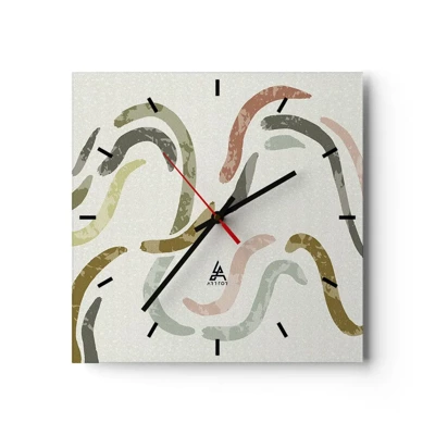 Wall clock - Clock on glass - Cheerful Dance of Abstraction - 30x30 cm