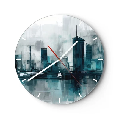 Wall clock - Clock on glass - City in the Colour of Rain - 30x30 cm