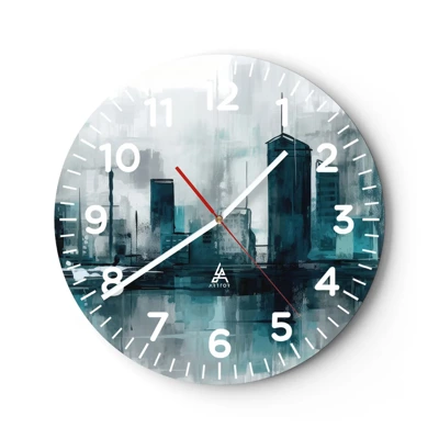 Wall clock - Clock on glass - City in the Colour of Rain - 30x30 cm