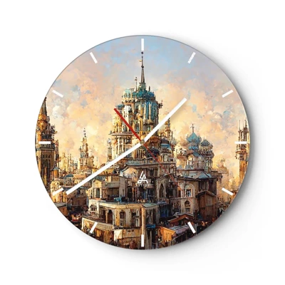 Wall clock - Clock on glass - City of Cities - 30x30 cm