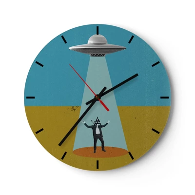 Wall clock - Clock on glass - Close Encounter - 30x30 cm