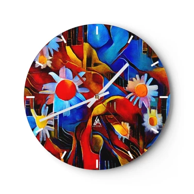 Wall clock - Clock on glass - Colours of Life - 30x30 cm