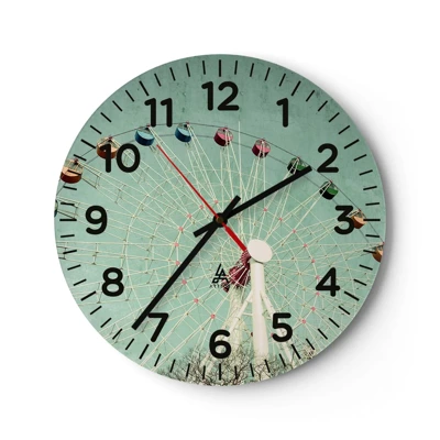 Wall clock - Clock on glass - Come Have Fun - 30x30 cm