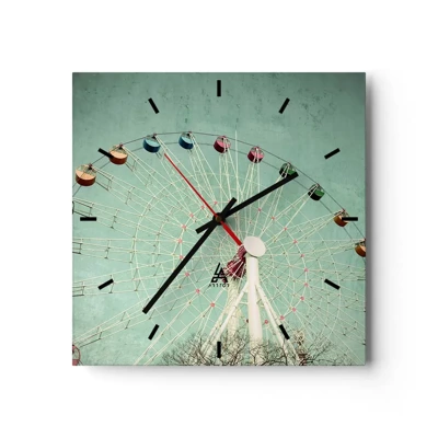 Wall clock - Clock on glass - Come Have Fun - 40x40 cm