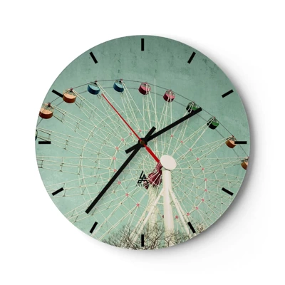 Wall clock - Clock on glass - Come Have Fun - 40x40 cm