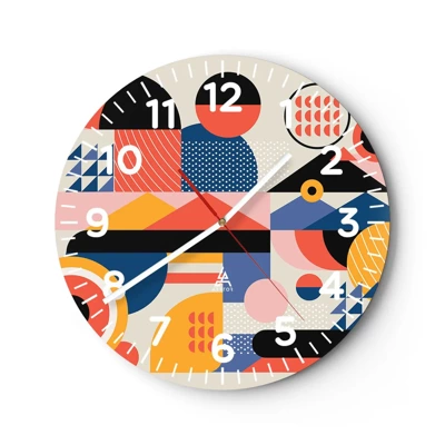 Wall clock - Clock on glass - Composition: Have Fun - 40x40 cm