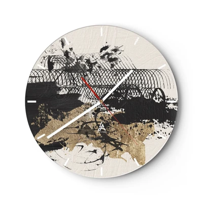 Wall clock - Clock on glass - Composition With Passion - 40x40 cm