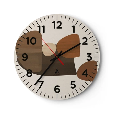 Wall clock - Clock on glass - Composition in Brown - 30x30 cm