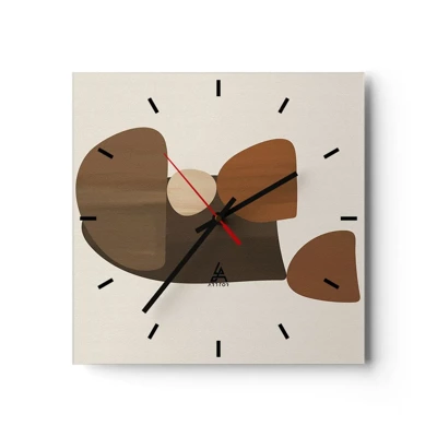 Wall clock - Clock on glass - Composition in Brown - 40x40 cm