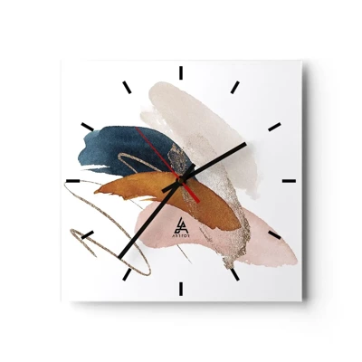 Wall clock - Clock on glass - Composition with Wings - 30x30 cm