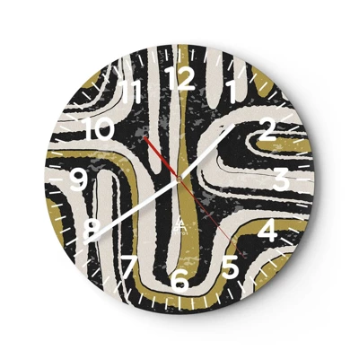 Wall clock - Clock on glass - Compositions: Tracks and Alleys - 30x30 cm