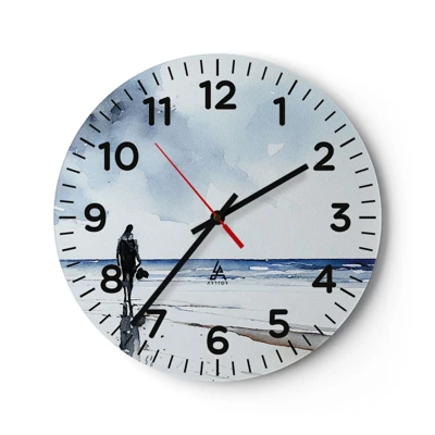 Wall clock - Clock on glass - Conversation with the Sea - 30x30 cm