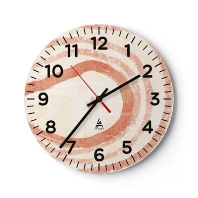 Wall clock - Clock on glass - Coral Circles - Composition - 30x30 cm