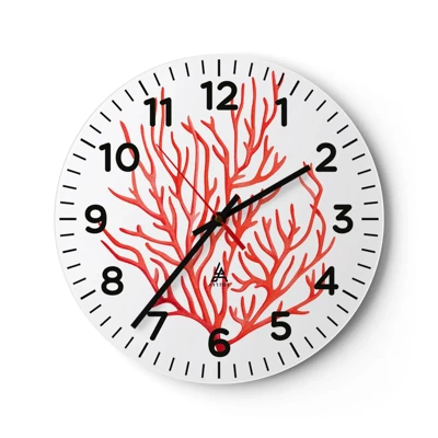Wall clock - Clock on glass - Coral Filigree - 30x30 cm