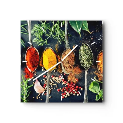 Wall clock - Clock on glass - Culinary Magic - 40x40 cm