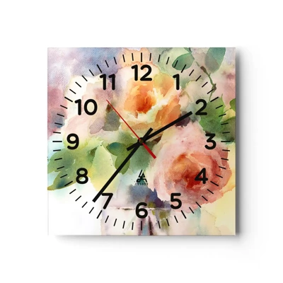 Wall clock - Clock on glass - Delicate Like Watercolour - 30x30 cm