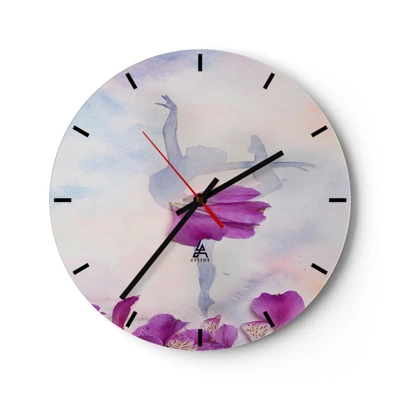 Wall clock - Clock on glass - Delicate Like a Flower - 30x30 cm
