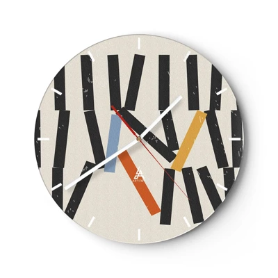 Wall clock - Clock on glass - Domino - Composition - 30x30 cm