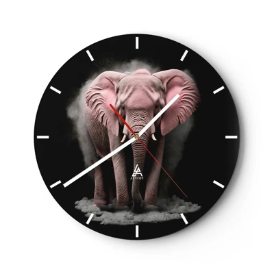 Wall clock - Clock on glass - Don't Think About a Pink Elephant! - 30x30 cm