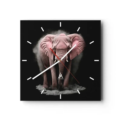 Wall clock - Clock on glass - Don't Think About a Pink Elephant! - 40x40 cm