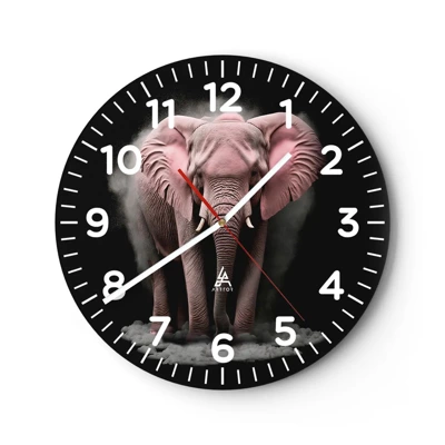 Wall clock - Clock on glass - Don't Think About a Pink Elephant! - 40x40 cm