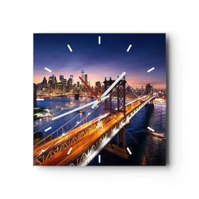 Wall clock - Clock on glass - Down the Illuminated Bridge - 30x30 cm