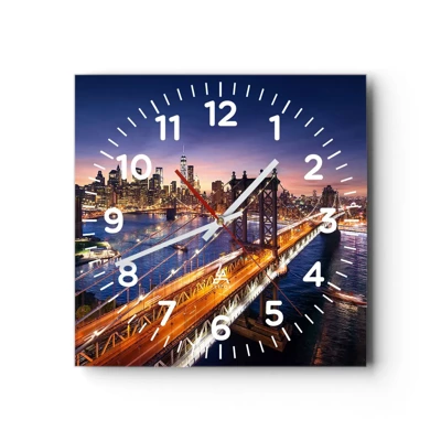 Wall clock - Clock on glass - Down the Illuminated Bridge - 30x30 cm