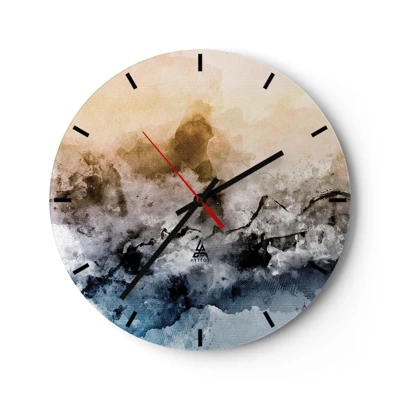 Wall clock - Clock on glass - Drowned in Fog - 30x30 cm