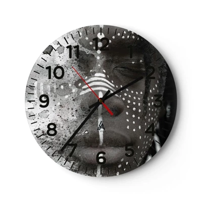 Wall clock - Clock on glass - Dsicover Primordial Spirit - 30x30 cm