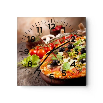 Wall clock - Clock on glass - Earthly Ingredients - 40x40 cm