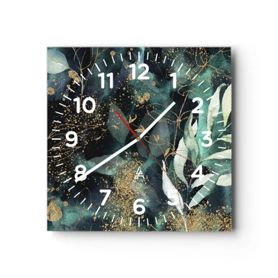 Wall clock - Clock on glass - Enchanted Garden - 30x30 cm