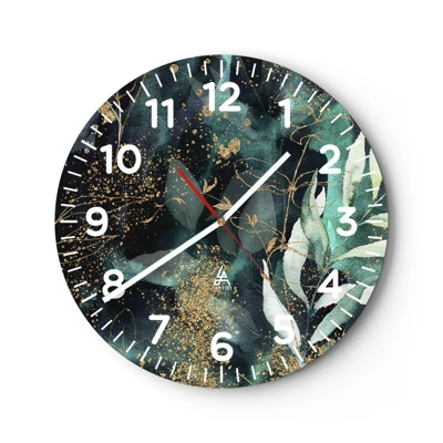 Wall clock - Clock on glass - Enchanted Garden - 40x40 cm