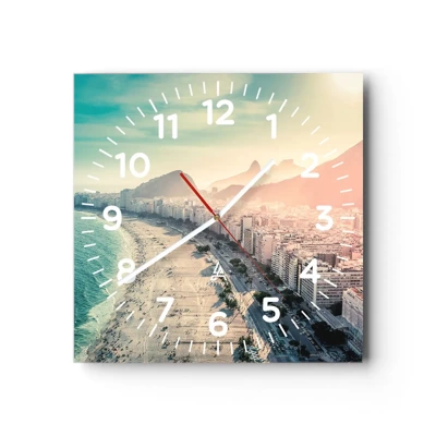 Wall clock - Clock on glass - Eternal Holiday in Rio - 40x40 cm