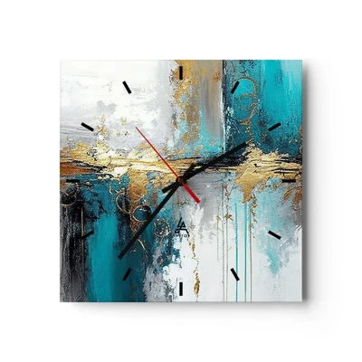 Wall clock - Clock on glass - Everything Flows - 30x30 cm