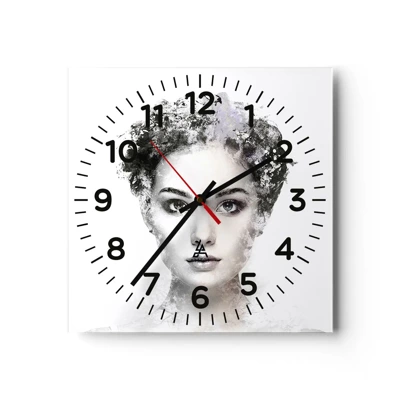 Wall clock - Clock on glass - Extremely Stylish Portrait - 40x40 cm