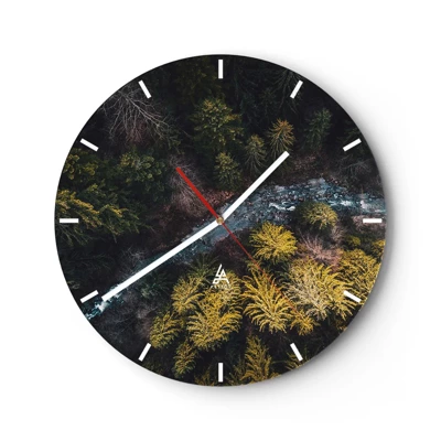 Wall clock - Clock on glass - Fast and Faster - 30x30 cm