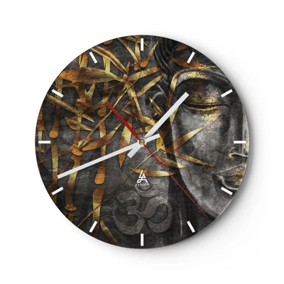 Wall clock - Clock on glass - Feel the Peace - 30x30 cm