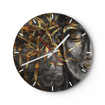 Wall clock - Clock on glass - Feel the Peace - 40x40 cm