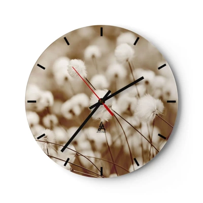 Wall clock - Clock on glass - Fluffy field - 30x30 cm